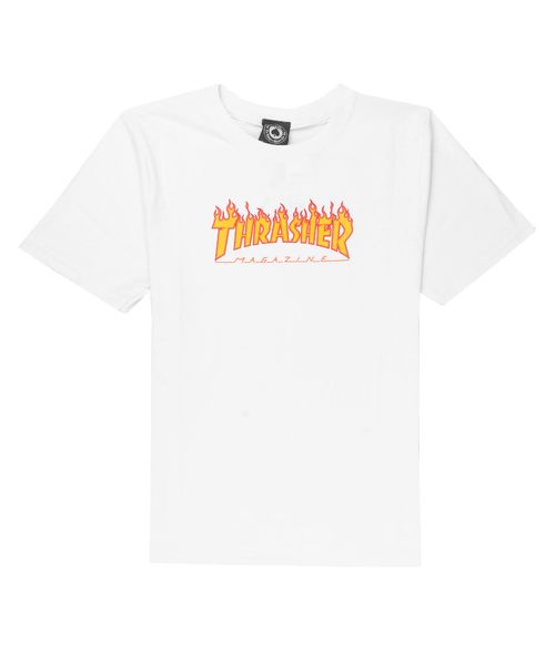 Camiseta Thrasher Juvenil Flame Logo Branco - Outlet