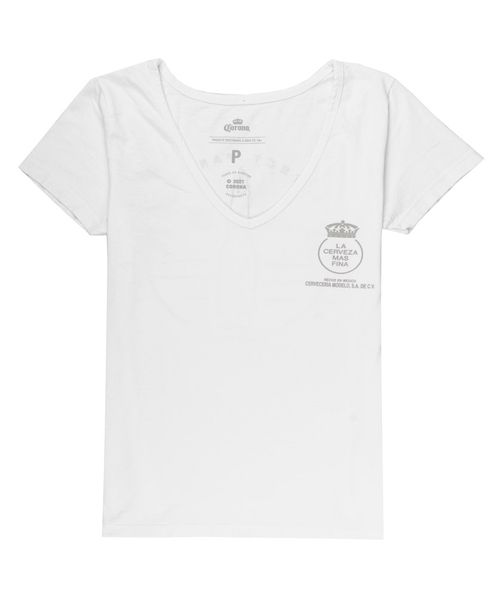Camiseta Feminina Corona Paradise Palms Branco - Outlet