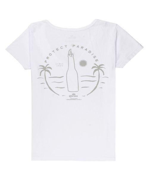 Camiseta Feminina Corona Paradise Palms Branco - Outlet