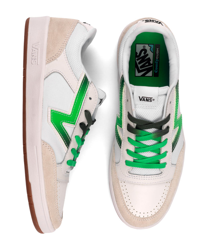 Tenis vans hotsell verde e branco