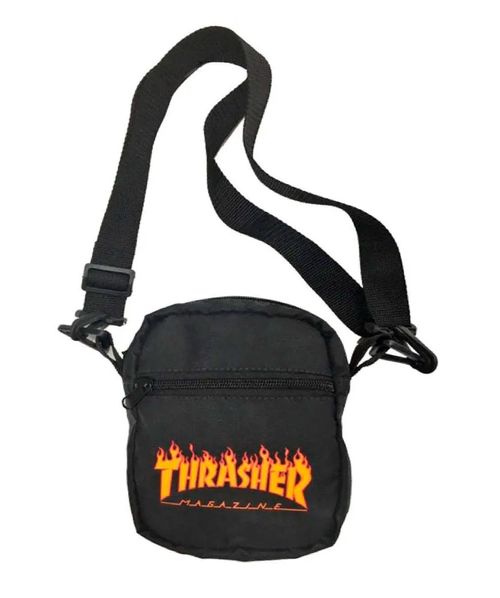 Shoulder Bag Thrasher Patch Flame - Preto