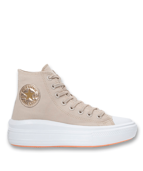 Tênis Converse Chuck Taylor All Star Move Hi Authentic Glam Bege Claro Ouro Claro