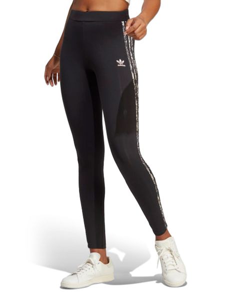 Calça Legging 3-Stripes Print - Preto Adidas