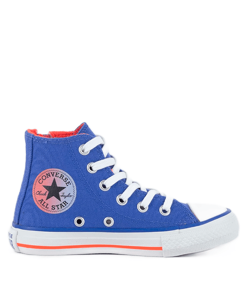 Tênis Infantil Converse Chuck Taylor All Star Hi Seasonal Plus Azul Chama Laranja