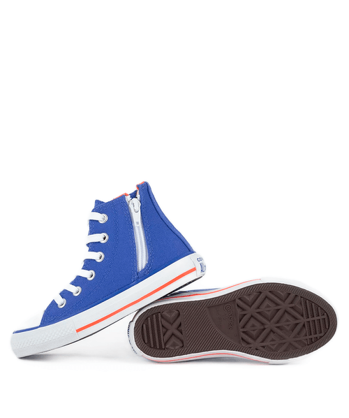 Tênis Infantil Converse Chuck Taylor All Star Hi Seasonal Plus Azul Chama Laranja