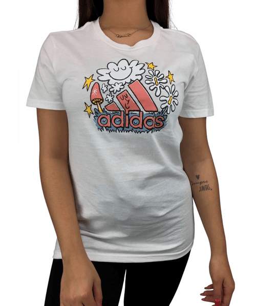 Camiseta Adidas Doodle Graphic - Branco / Multi