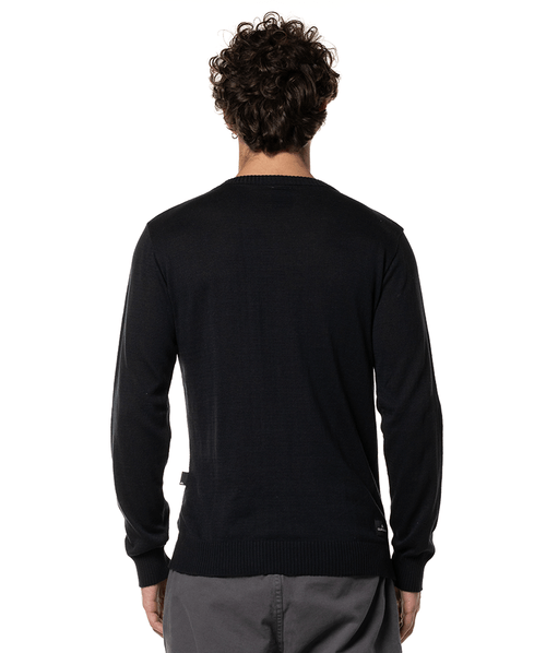 Blusa Manga Longa Tricot Embroidery  - Preto