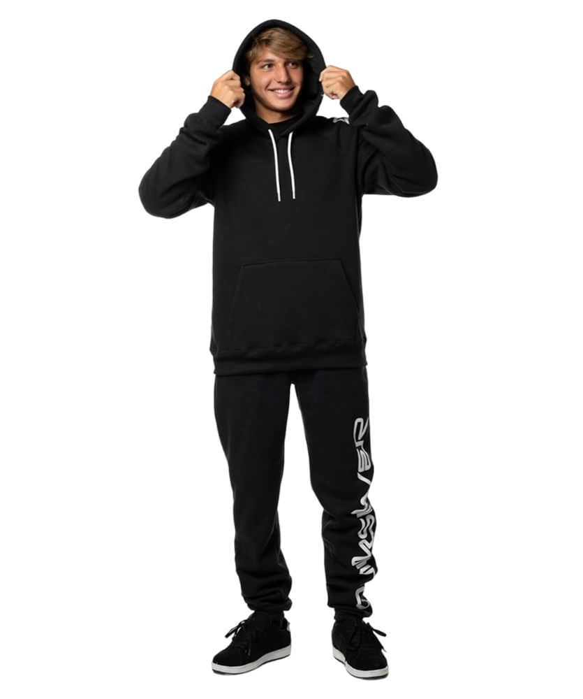 Moletom Quiksilver Fech Raglan Omni Action 305G - Preto