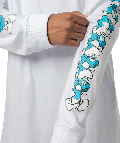 Camiseta Manga Longa Lost + Smurfs - Branco