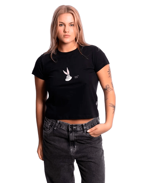 Camiseta Baby Look Fit BAW Looney Tunes - Preto