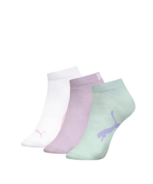 Kit 3 Pares de Meia Sapatilha Infantil Puma - Branco / Lilás / Verde