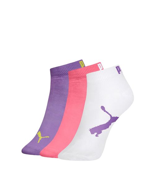 Kit 3 Pares de Meia Sapatilha Infantil Puma -  Branco / Salmão / Roxo
