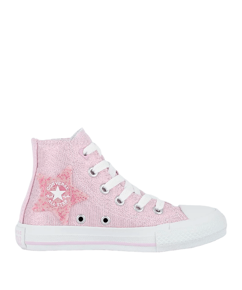 Tênis Converse Kids Chuck Taylor All Star Side Zip Hi Be Dazzling - Metal Rosa