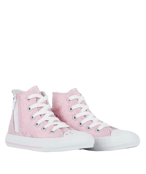 Tênis Converse Kids Chuck Taylor All Star Side Zip Hi Be Dazzling - Metal Rosa