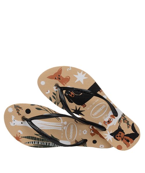 Chinelo Havaianas Kids Slim Pets - Bege