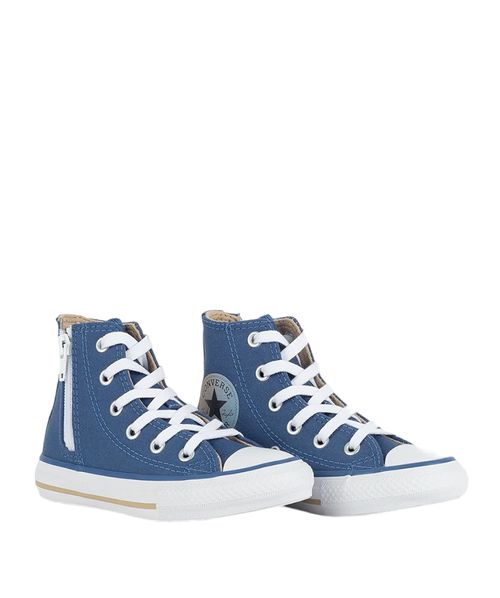 Tênis Converse Kids Chuck Taylor All Star Side Zip Hi Azul Caqui Fosco
