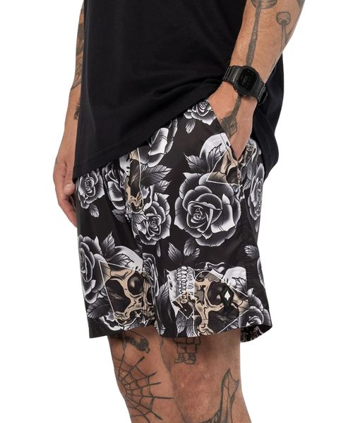 Shorts com Elástico MCD Caveiras e Rosas