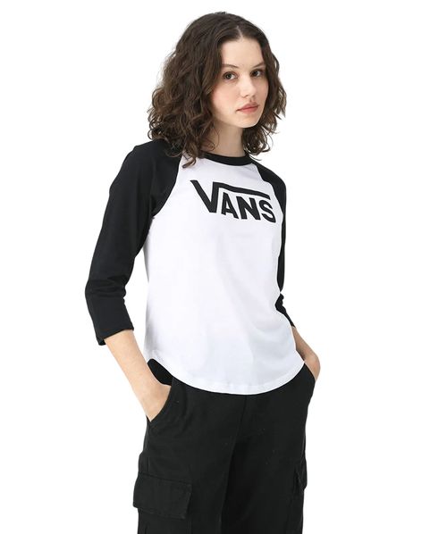 Camiseta Vans Flying V 3/4 Raglan White Black