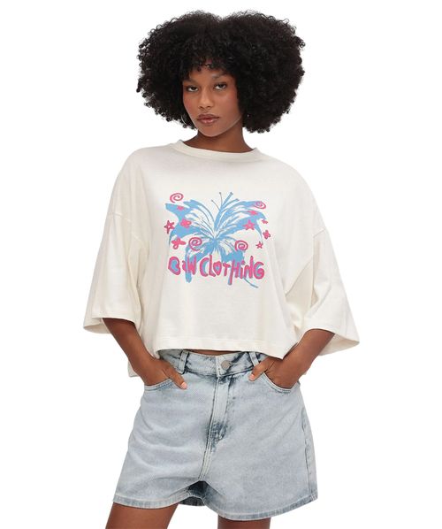 Camiseta Baw Boxy Butterflowers Off White