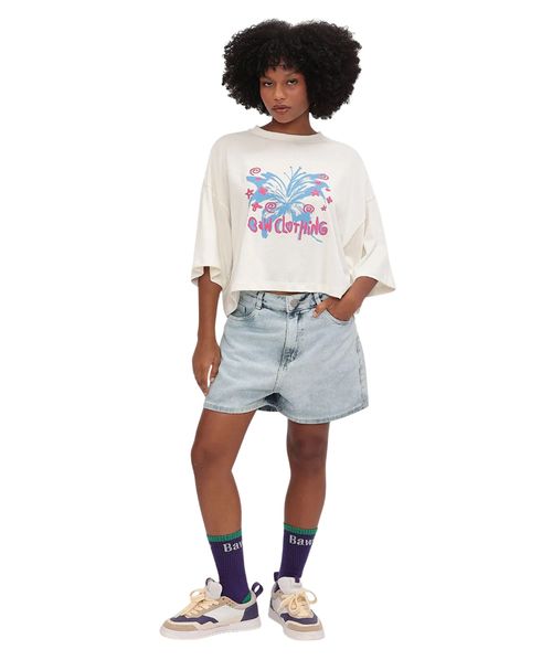 Camiseta Baw Boxy Butterflowers Off White
