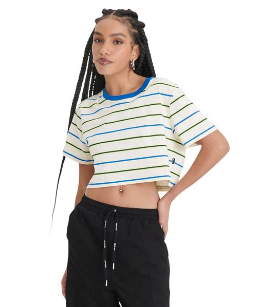 Cropped T-Shirt Baw Sweet Logo Verde Azul