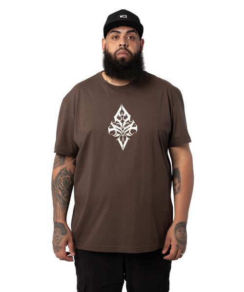Camiseta Oversized MCD Espada Caligrafitti Marrom Ruína